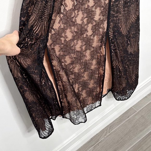 Anthropologie Structured Lace Double Slit Midi Dress in Black Women’s Size 14 - Picture 11 of 16